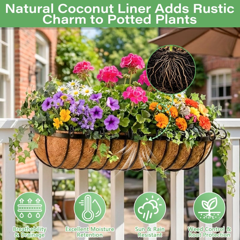 Legigo 2 Pack Trough Coco Liner for Planters- 48 Inch Window Box Liners Coconut Coir Basket Liners, Planter Box Coconut Liner for Window Flower Box Pots, Fence Trough Planter, Wall Planter Basket - Image 3