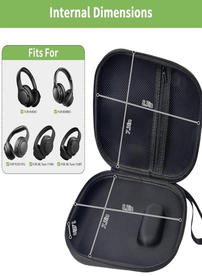 ALKOO حافظة سماعات رأس متوافقة مع BERIBES/ لجهاز JBL Tune 510BT/ 720BT/ لسوني WH-CH520/ WH-CH720N/ WH-1000XM4/ لجهاز TOZO HT2 لإلغاء الضوضاء، حقيبة سماعات أذن بلوتوث لاسلكية فوق الأذن (أسود) - Image 2