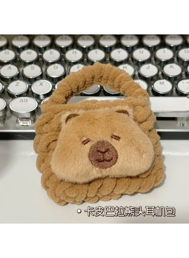 Plush Cartoon Handmade Knitted Coin Purse Storage Bag Bluetooth Headset Protective Case Children's Cute Pendant Small Schoolbag