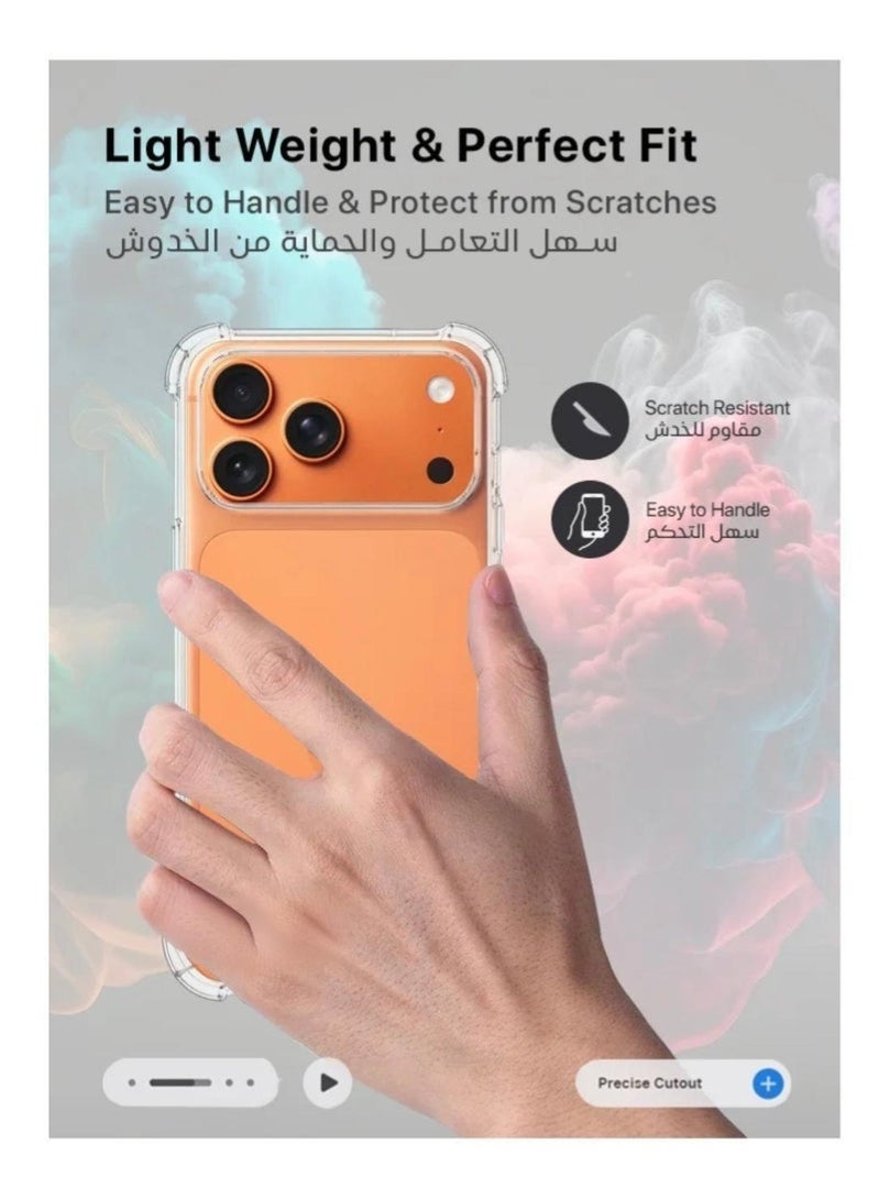 MUDISO iPhone 17 Pro Max Case Clear Cover with Screen Protector & Camera Lens Guard | Anti-Yellowing Transparent Full Body Protection Set | Slim Shockproof Case for iPhone 17 Pro Max 6.9-Inch - Image 3