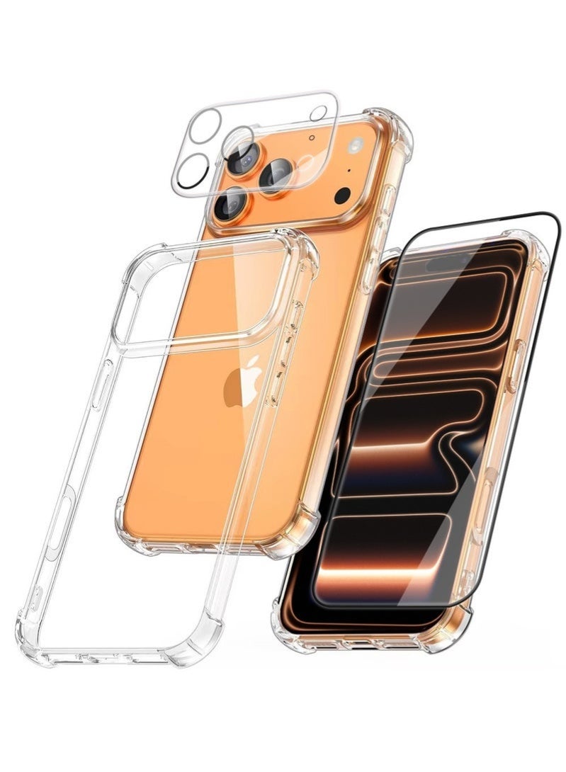 MUDISO iPhone 17 Pro Max Case Clear Cover with Screen Protector & Camera Lens Guard | Anti-Yellowing Transparent Full Body Protection Set | Slim Shockproof Case for iPhone 17 Pro Max 6.9-Inch - Image 1
