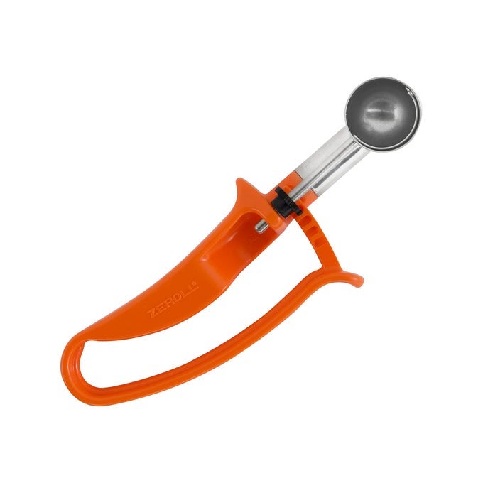2100 UNIVERSAL STANDARD LENGTH EZ DISHER FOOD PORTION CONTROL SCOOP DESIGNED FOR RIGHT OR LEFT HAND USE DISHWASHER SAFE NSF APPROVED 1 326INCH ORANGE