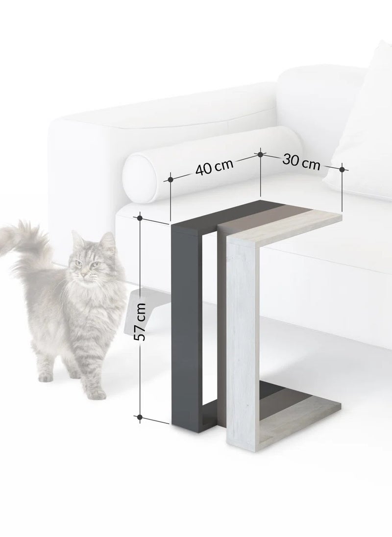 woodx Modern Compact C-Shaped Side Table – Graphite Grey  - Image 4