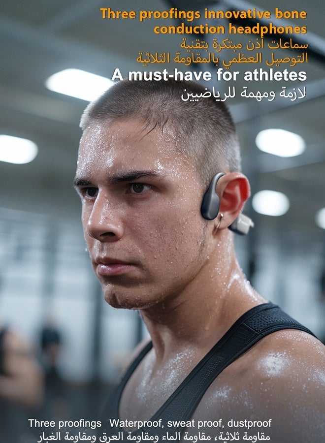 وابيك العلامة التجارية الكورية N60 سماعات رياضية بتوصيل عن طريق العظام، مقاومة للماء IP67، تصميم مفتوح، بلوتوث 5.4، تشغيل لمدة 18 ساعة، وزن خفيف 30 جم، مع ميكروفونات لإلغاء الضوضاء - Image 2