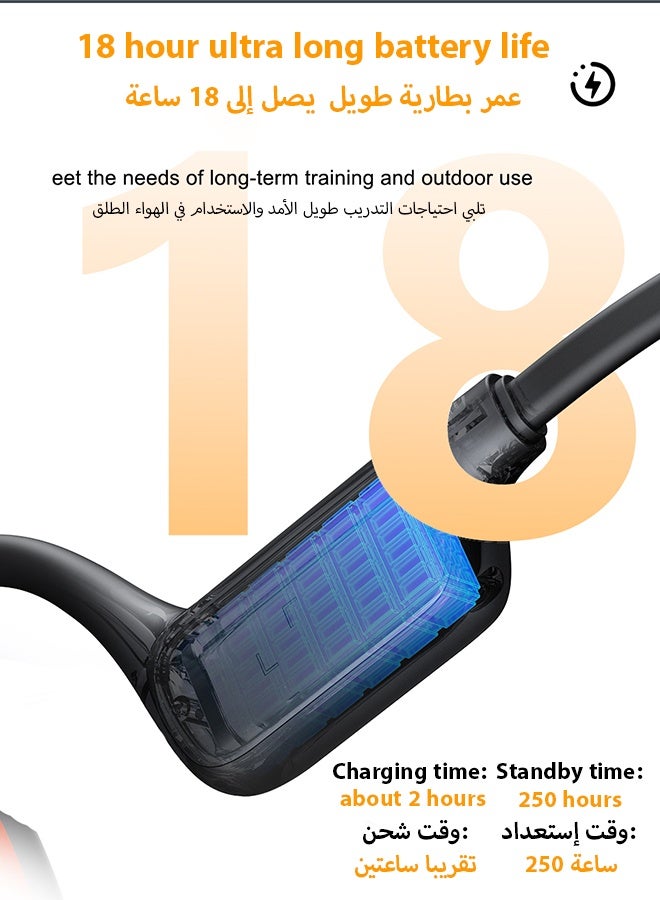 وابيك العلامة التجارية الكورية N60 سماعات رياضية بتوصيل عن طريق العظام، مقاومة للماء IP67، تصميم مفتوح، بلوتوث 5.4، تشغيل لمدة 18 ساعة، وزن خفيف 30 جم، مع ميكروفونات لإلغاء الضوضاء - Image 3