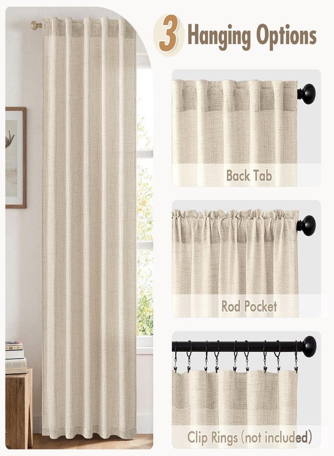 MIULEE Faux Linen Curtains 84 Inch Length 2 Panels Natural Cream Beige Semi Sheer Curtain with Back Tab Rod Pocket, Light Filtering Window Privacy Burlap Drapes for Living Room Bedroom 42W x 84L - Image 4