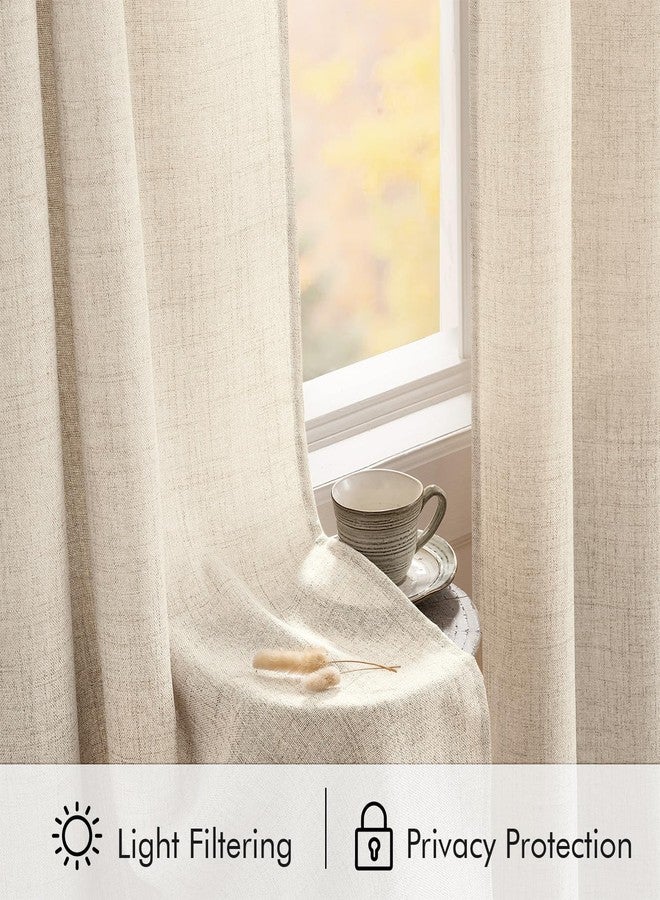 MIULEE Faux Linen Curtains 84 Inch Length 2 Panels Natural Cream Beige Semi Sheer Curtain with Back Tab Rod Pocket, Light Filtering Window Privacy Burlap Drapes for Living Room Bedroom 42W x 84L - Image 5