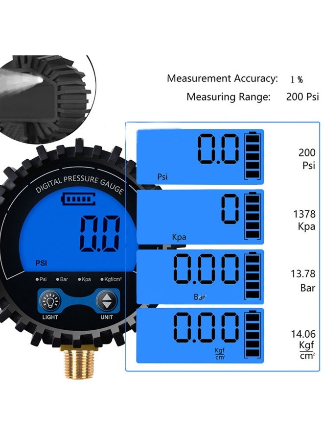 Digital Air Pressure Gauge with Large Screen Display, 1/8 Thread 10mm Tire Pressure Gauge, Inflatable, Accurate Measurement - Image 4