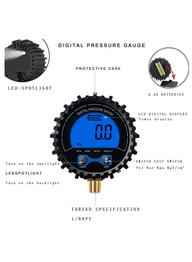 Digital Air Pressure Gauge with Large Screen Display, 1/8 Thread 10mm Tire Pressure Gauge, Inflatable, Accurate Measurement - Image 5