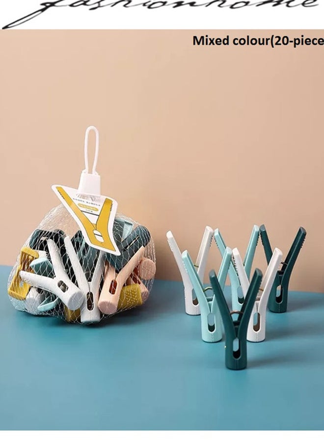 20 Pieces Clothes Drying Clips Set Multi Colour - Image 2