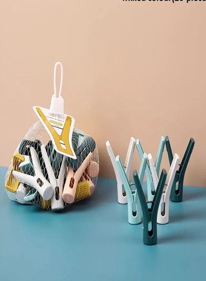 20 Pieces Clothes Drying Clips Set Multi Colour - Image 1