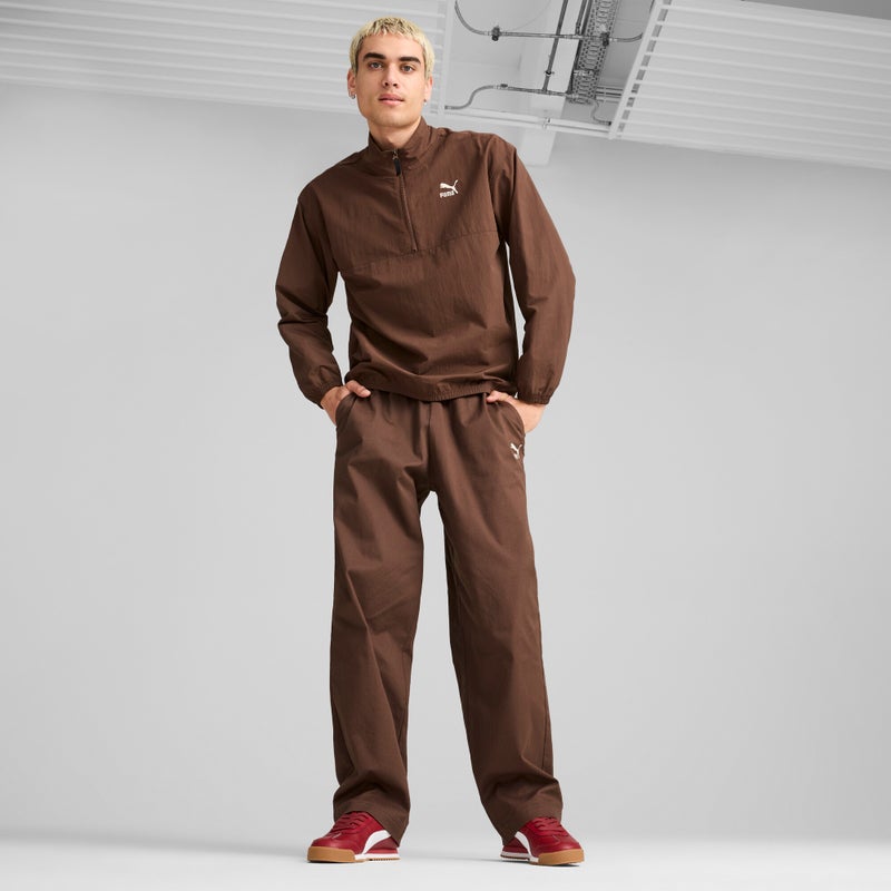 PUMA CLASSICS Mens Brown Woven Relaxed Crew Jacket - Image 3