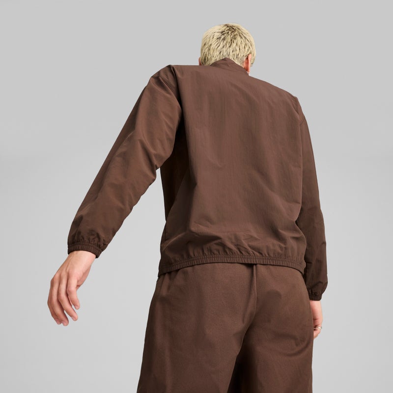 PUMA CLASSICS Mens Brown Woven Relaxed Crew Jacket - Image 4