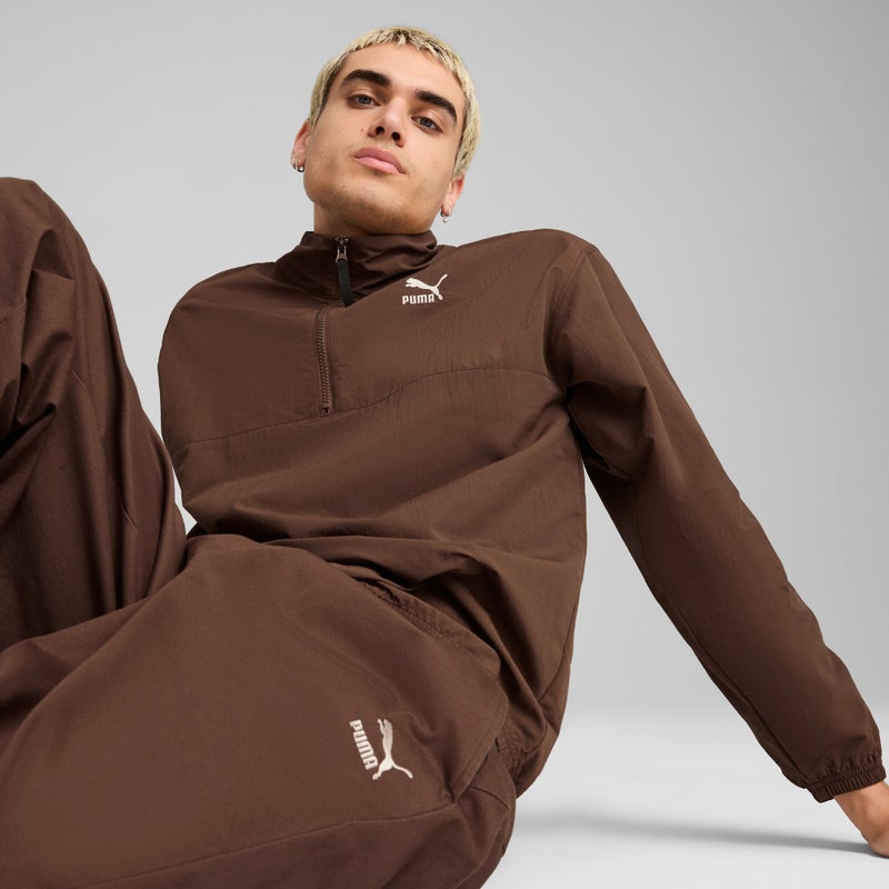 PUMA CLASSICS Mens Brown Woven Relaxed Crew Jacket - Image 2