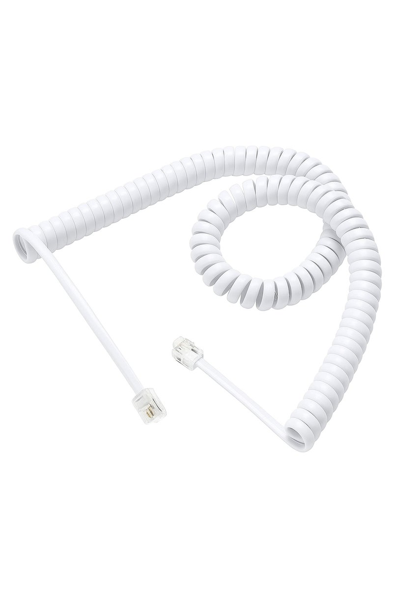 Terminator RJ9/RJ22 4C 2Meter Spring Type Telephone Cord Cable Line Wire – Reliable 4-conductor Cable For Landline Phones, Fax Machines,security & Intercom (White) - Image 1