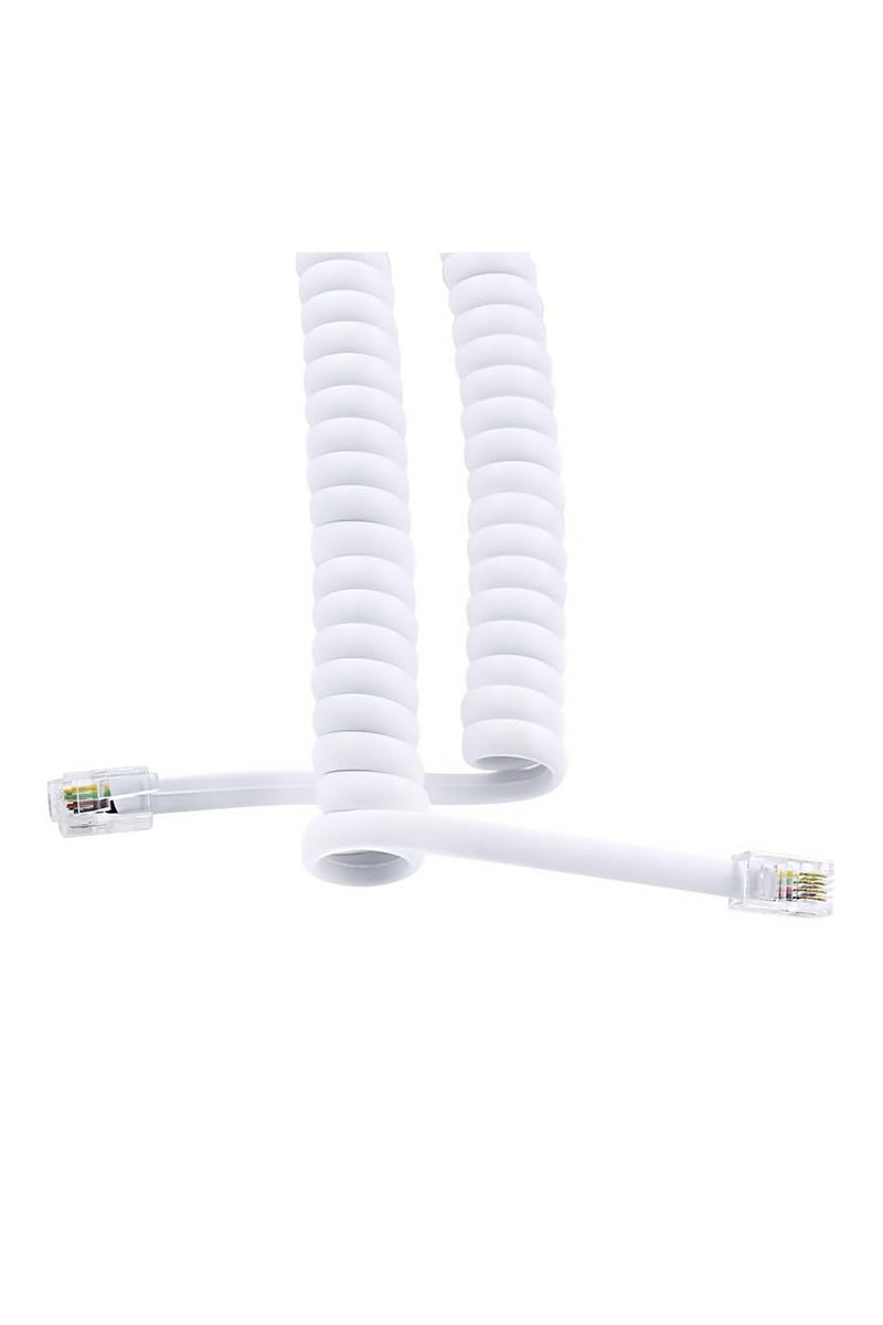 Terminator RJ9/RJ22 4C 2Meter Spring Type Telephone Cord Cable Line Wire – Reliable 4-conductor Cable For Landline Phones, Fax Machines,security & Intercom (White) - Image 3