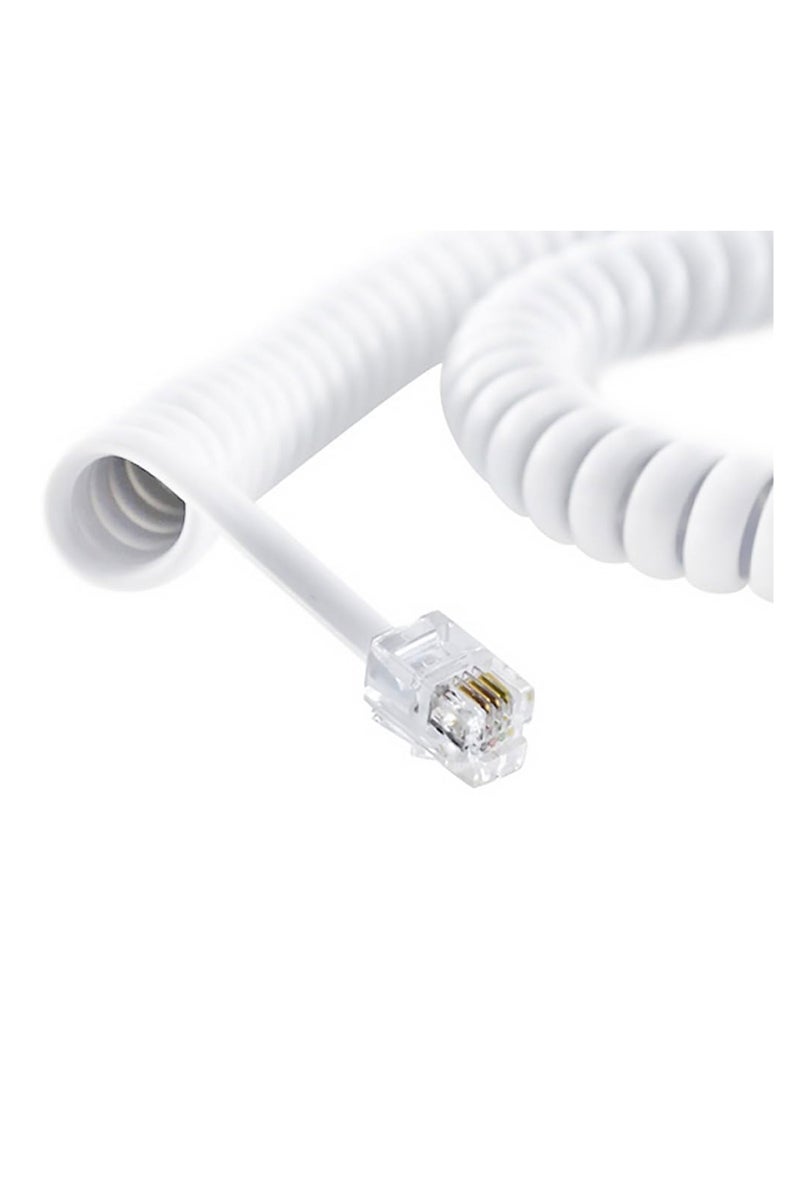 Terminator RJ9/RJ22 4C 2Meter Spring Type Telephone Cord Cable Line Wire – Reliable 4-conductor Cable For Landline Phones, Fax Machines,security & Intercom (White) - Image 4