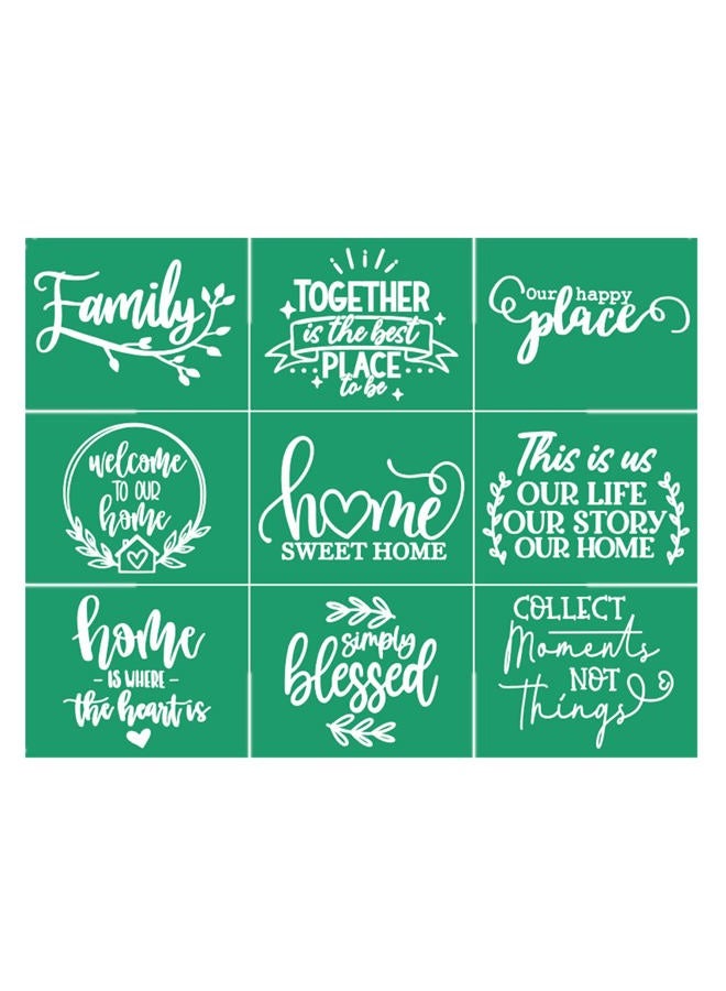 JAJADO Self Adhesive Silk Screen Stencils Farmhouse Family Welcome Home Screen Print Stencils Mesh Stencils Chalk Paint Reusable Stencils for Painting on Wood Sign/Porch Sign/T-shirt/Cup/Mug/Glass - Image 1