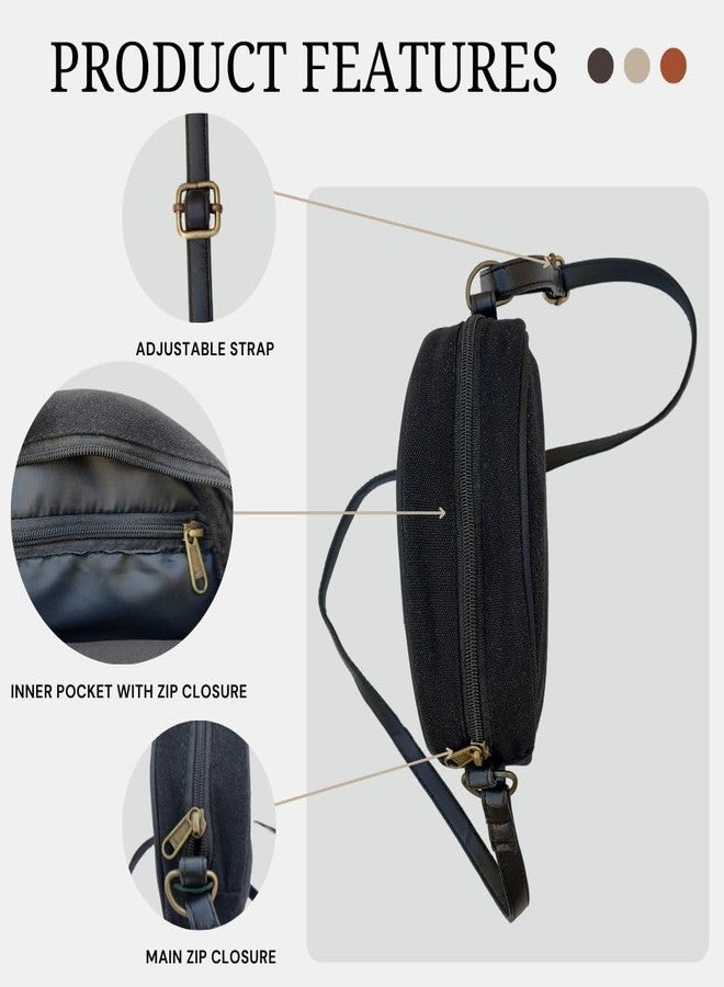 Roundsun Printed Black Canvas Round Sling Bag | Main Zip Closure | Inner Pocket With Zip Closure | Adjustable Strap (Super Girl) - Image 4
