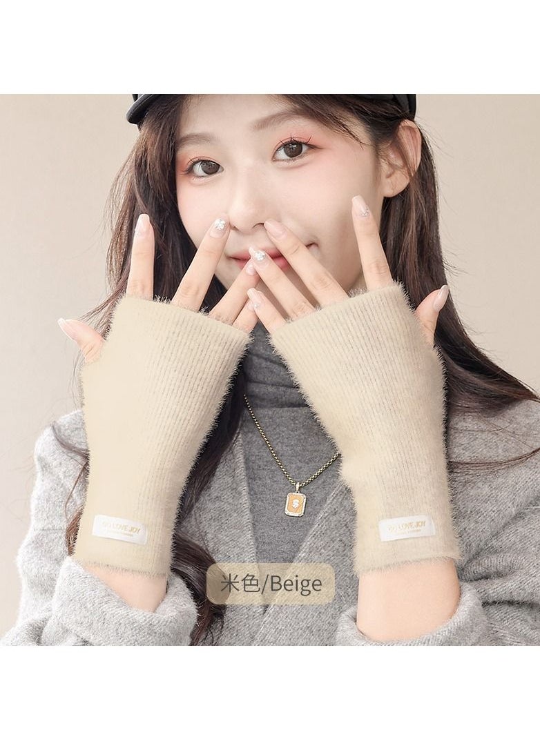 Golovejoy - Women's Warm Plush Windproof And Cold Proof Lovely Gloves - Image 1