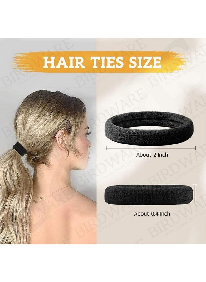 BIRDWARE Hair Ties for Women Girls, Seamless Thick Black Hair Band, Multi-Color Elastic No Damage Ponytail Holder (30Pc Black Ring) - Image 5