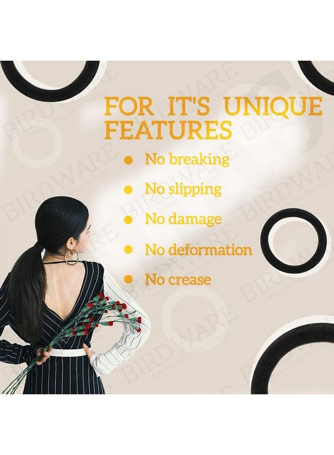 BIRDWARE Hair Ties for Women Girls, Seamless Thick Black Hair Band, Multi-Color Elastic No Damage Ponytail Holder (30Pc Black Ring) - Image 3