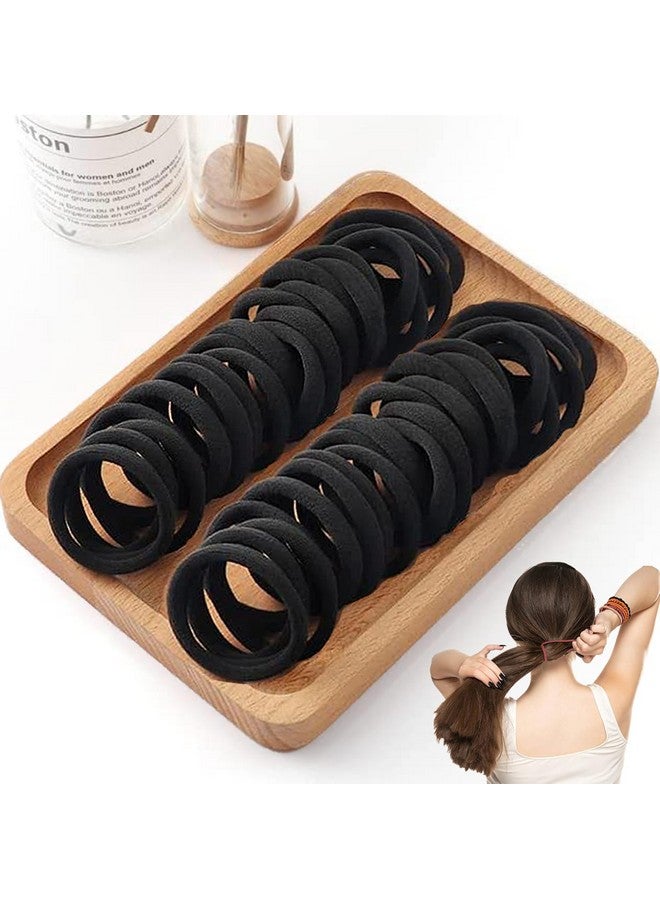 BIRDWARE Hair Ties for Women Girls, Seamless Thick Black Hair Band, Multi-Color Elastic No Damage Ponytail Holder (30Pc Black Ring) - Image 1