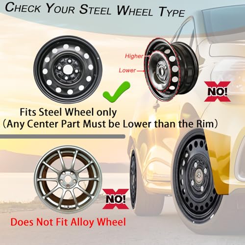Aiqiying Hubcap Wheel Cover Replacement R15 Hub Caps Universal-Fit Steel Wheel Rim Cover ABS Material Exterior Accessories for Car Truck SUV -Set of 4（15-inch，Silver-Black） - Image 3