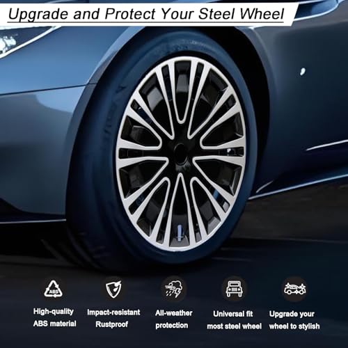 Aiqiying Hubcap Wheel Cover Replacement R15 Hub Caps Universal-Fit Steel Wheel Rim Cover ABS Material Exterior Accessories for Car Truck SUV -Set of 4（15-inch，Silver-Black） - Image 5