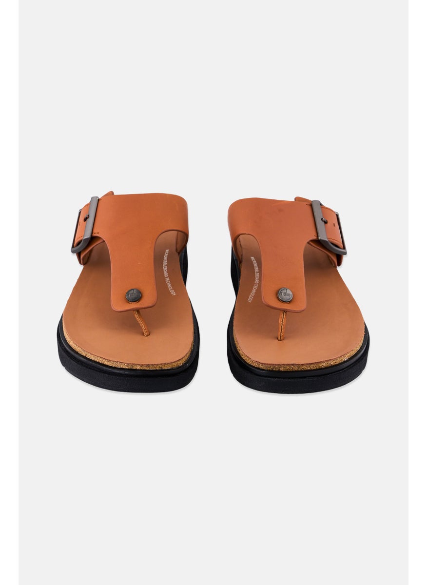 FitFlop Men Gen-FF Leather Slip On Toe-Post Sandals, Tan  - Image 4