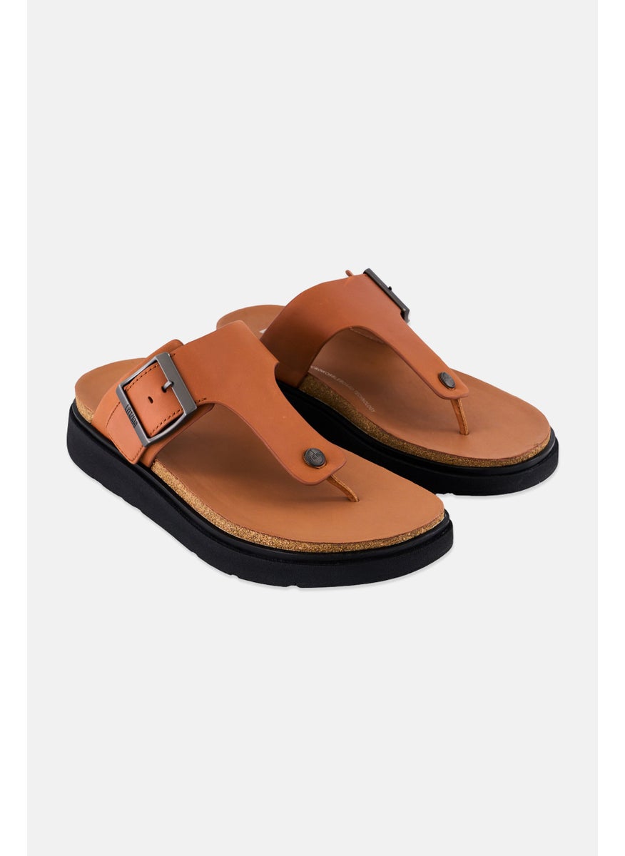 FitFlop Men Gen-FF Leather Slip On Toe-Post Sandals, Tan  - Image 1