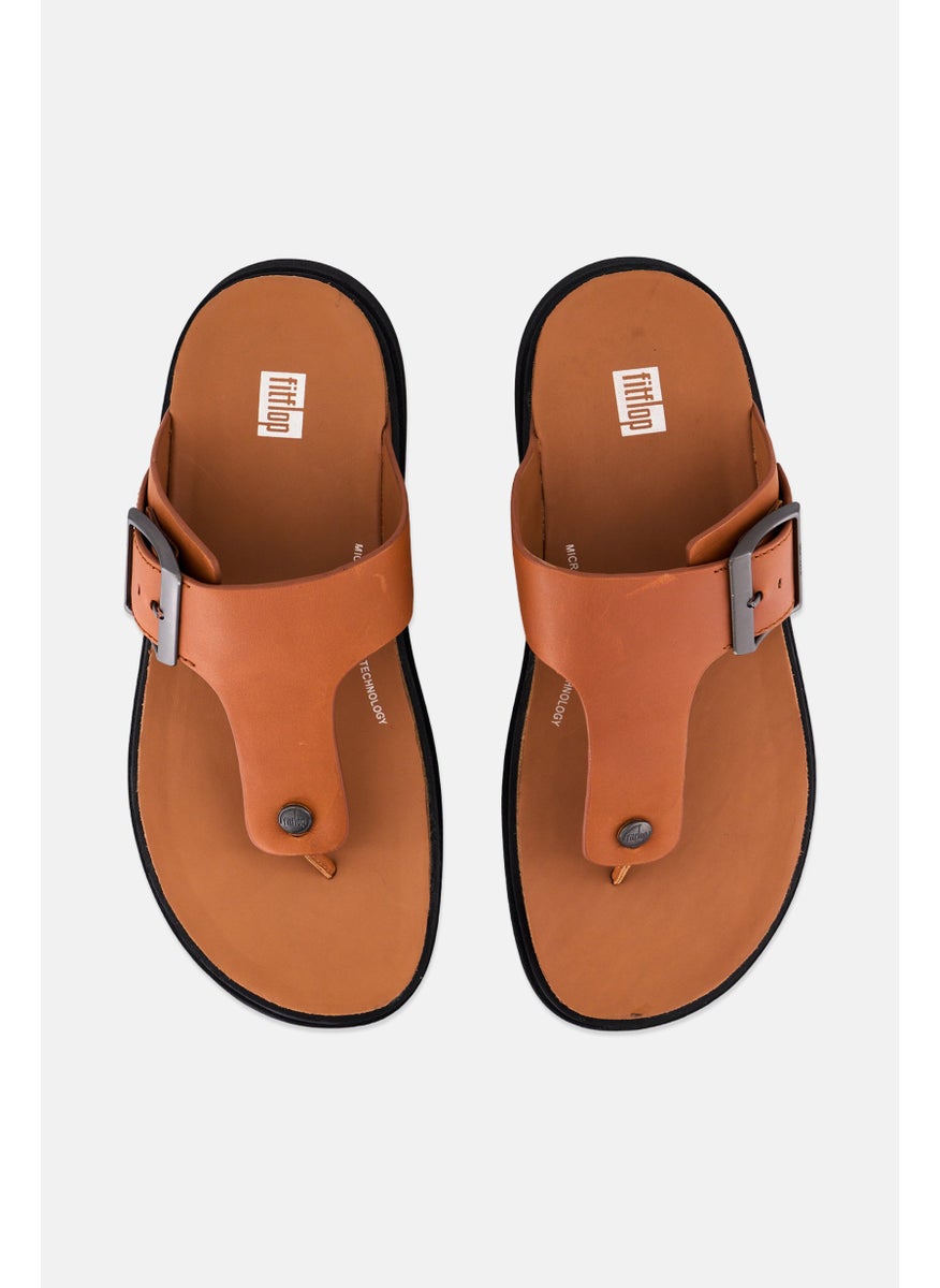 FitFlop Men Gen-FF Leather Slip On Toe-Post Sandals, Tan  - Image 3