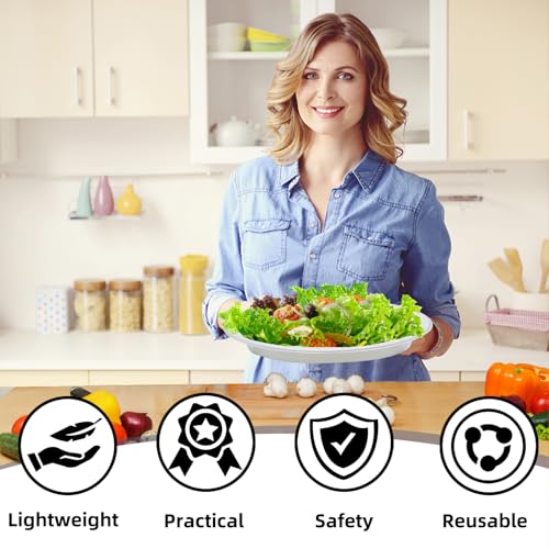 BONSINY 50 Count Disposable Plates for Graduation Party - Oval White Plastic Plates for Birthday, Picnic, BBQ, Patriotic Day, World Cup Supplies (10" x 12") - Image 5