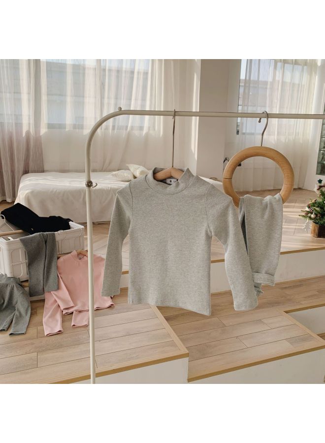 Category A Kidsren's Mid-collar White Autumn Clothes And Long Pants Autumn And Winter Girls' Clothing Kindergarten Performance Base Set Pajamas