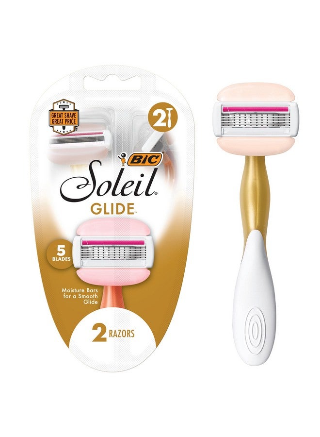 بيك ماكينة حلاقة بيك سوليل غلايد للاستخدام مرة واحدة للنساء، 5 شفرات مع شريط مرطب بزبدة الشيا لانزلاق سلس، مجموعة من قطعتين - Image 1