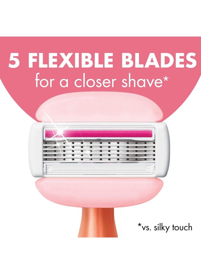 بيك ماكينة حلاقة بيك سوليل غلايد للاستخدام مرة واحدة للنساء، 5 شفرات مع شريط مرطب بزبدة الشيا لانزلاق سلس، مجموعة من قطعتين - Image 2