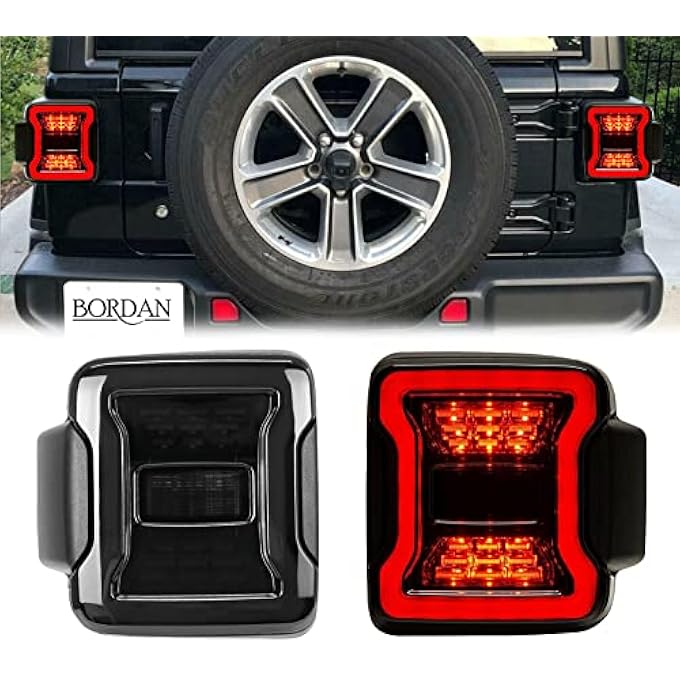 BORDAN Smoked Led Usa Version Tail Lights Brake Light Reverse Light Turn Signal Light For Jeep Wrangler Jl Jlu 2018 2019 Sport Rubicon Sahara Pair - Image 2