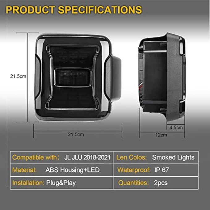 BORDAN Smoked Led Usa Version Tail Lights Brake Light Reverse Light Turn Signal Light For Jeep Wrangler Jl Jlu 2018 2019 Sport Rubicon Sahara Pair - Image 5