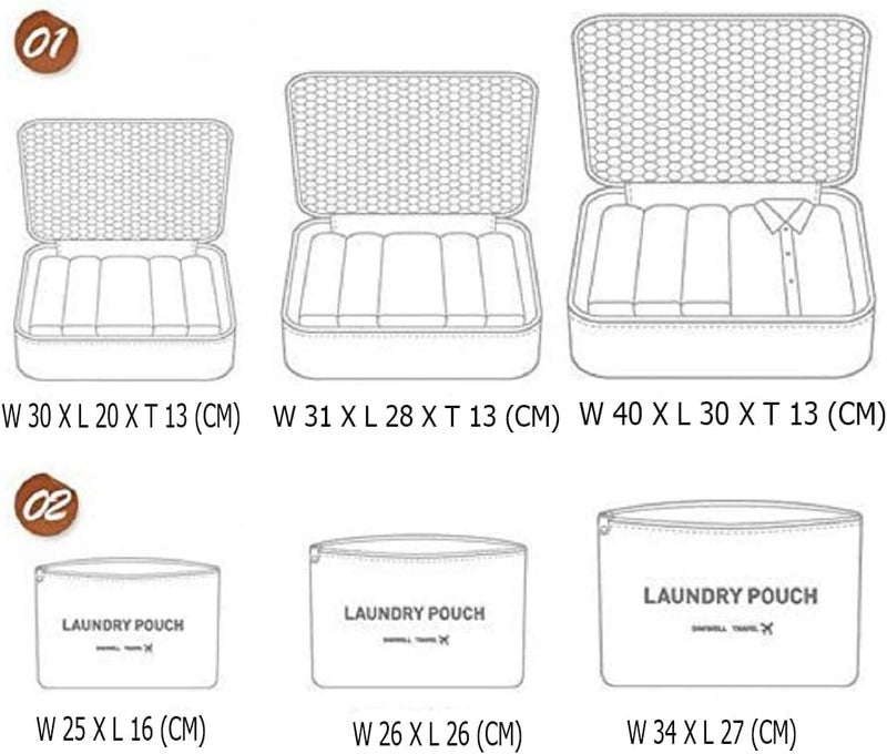 6 Piece Travel Suitcase Organizer Set - Closet, Clothes, Laundry and Personal Items Organizer (Baby Blue) - Image 3
