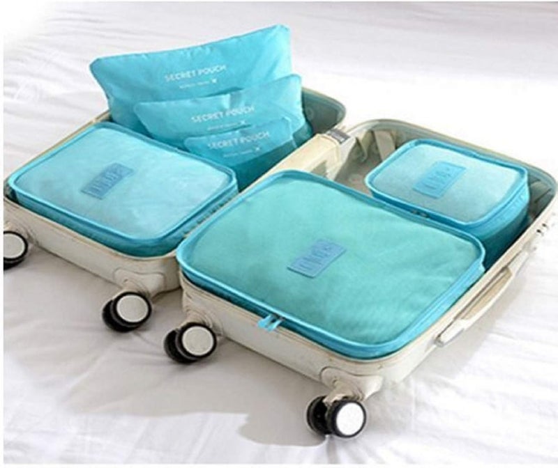 6 Piece Travel Suitcase Organizer Set - Closet, Clothes, Laundry and Personal Items Organizer (Baby Blue) - Image 2