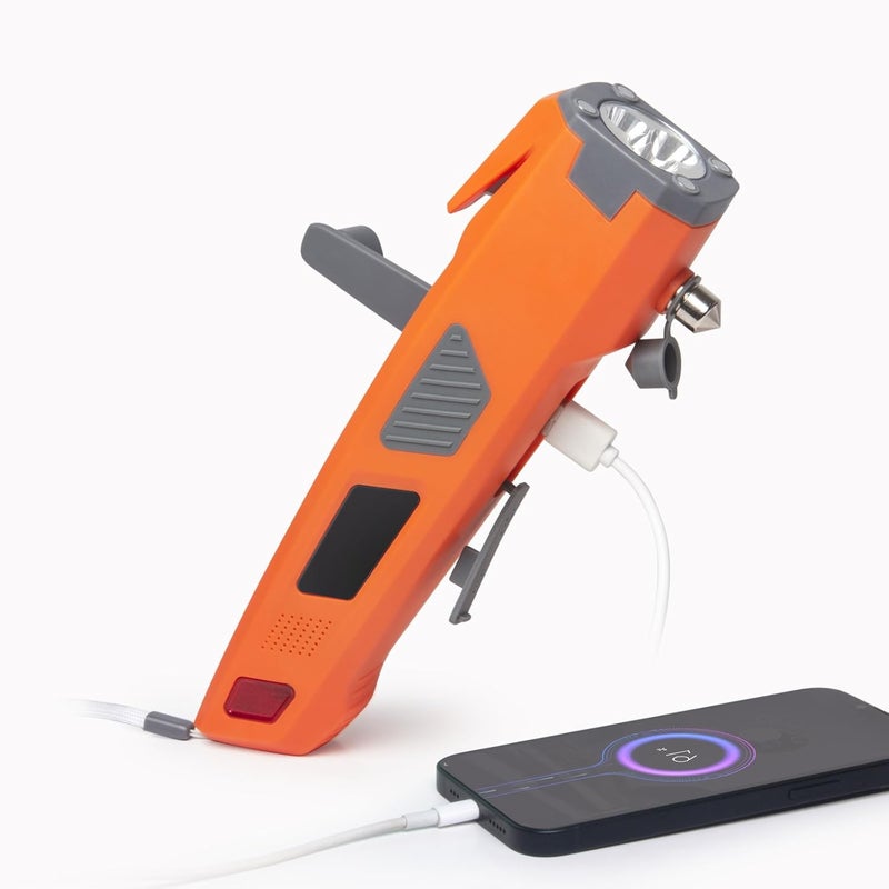 Luxon Emergency Tool 8-in-1 Car Safety Tool:Window Breaker,Seat Belt Cutter,LED Flashlight Rescue Tool USB Charger,SOS Light, Hand Cranking Charge, Magnetic for Vehicle Escape/Field Survival,Hiking - Image 1