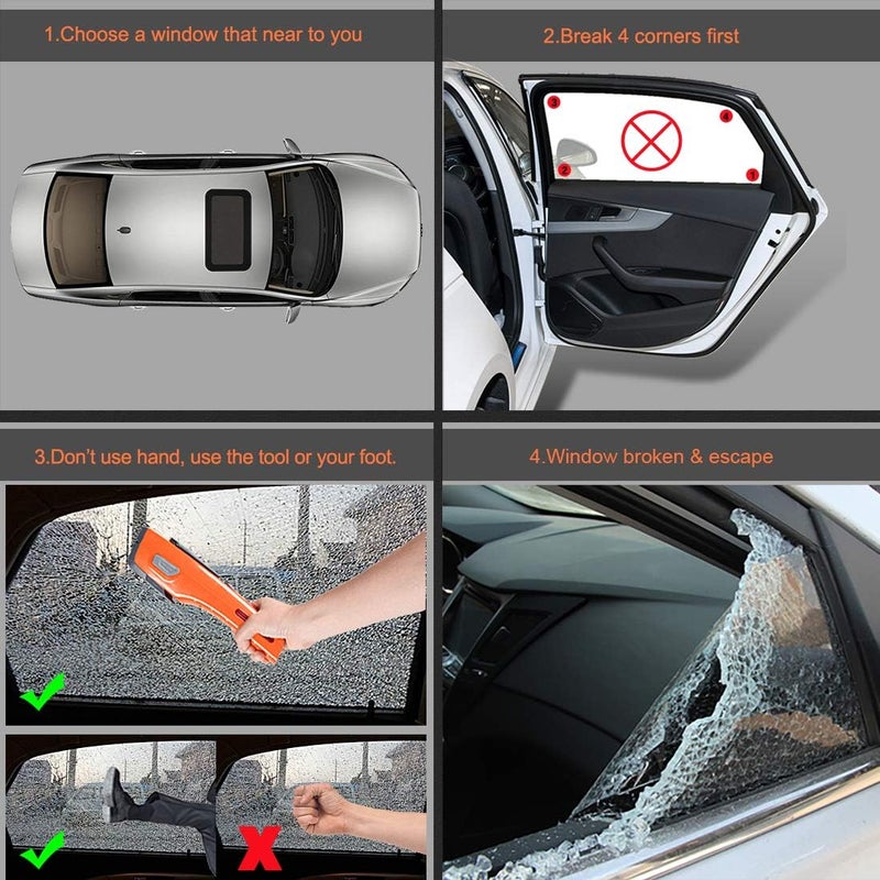 Luxon Emergency Tool 8-in-1 Car Safety Tool:Window Breaker,Seat Belt Cutter,LED Flashlight Rescue Tool USB Charger,SOS Light, Hand Cranking Charge, Magnetic for Vehicle Escape/Field Survival,Hiking - Image 5