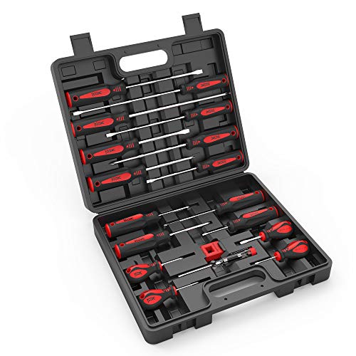 XOOL 18 PCS Magnetic Screwdriver Set with Case 7 Phillips and 9 Slotted Tips Professional Cushion Grip Screwdriver NonSlip for Repair Home Improvement Craft - Image 1
