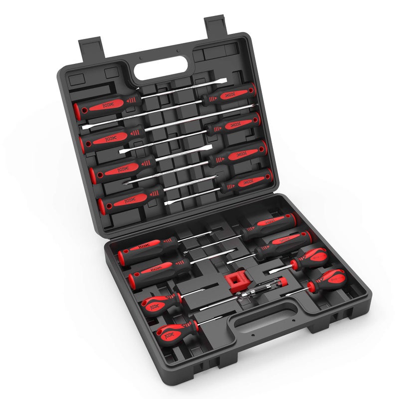 XOOL 18 PCS Magnetic Screwdriver Set with Case 7 Phillips and 9 Slotted Tips Professional Cushion Grip Screwdriver NonSlip for Repair Home Improvement Craft - Image 2