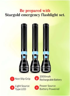 Stargold 3 in 1 Rechargeable LED Flashlight Cree LED Aluminium Body Shock Resistance  - Image 2