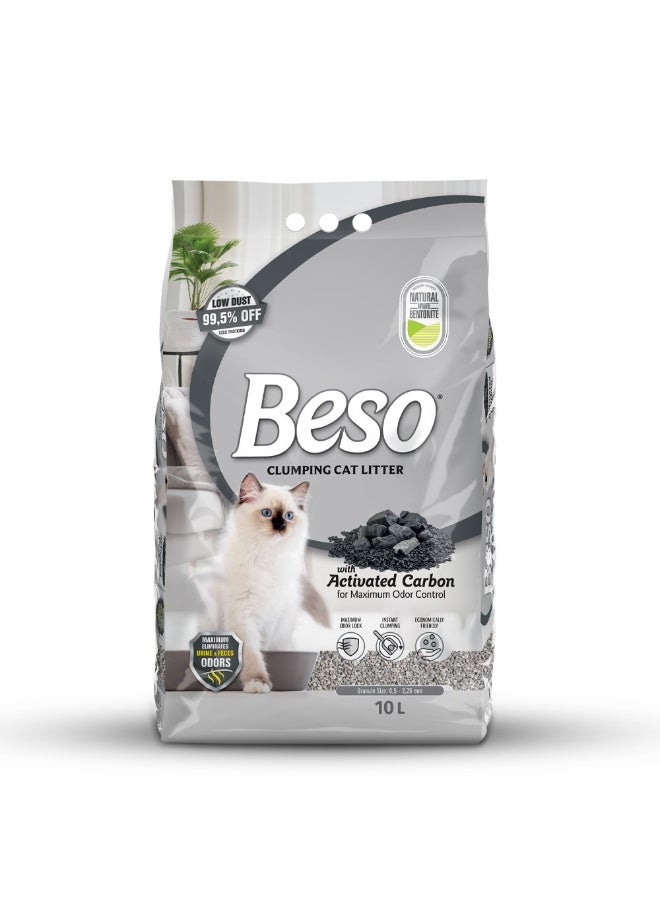 Beso Clumping Cat Litter with Activated Carbon – Superior Odor Control & Fast Clumping Power 10 KG - Image 1