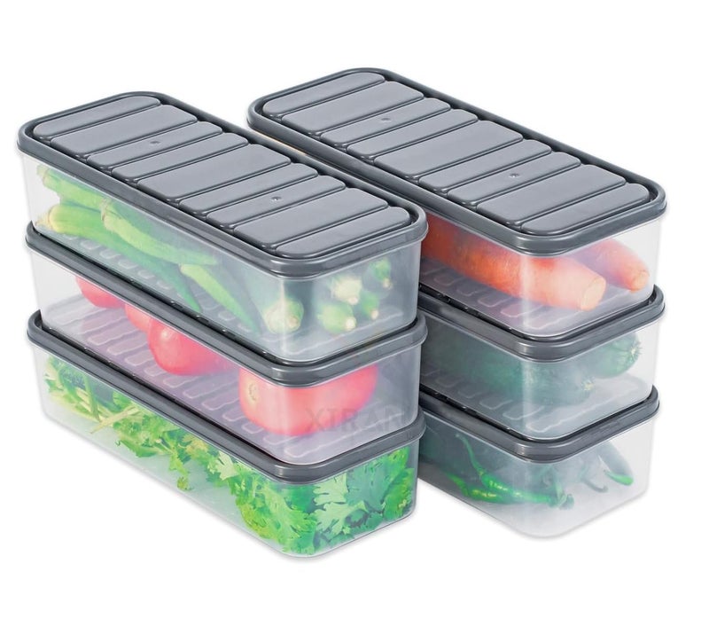 Xiran Airtight Fridge Storage Containers, Fridge Organiser Storage Boxes, Storage Containers Set for Kitchen, Food-Grade Fridge Storage Boxes, Kitchen Accessories Items for Home (1200ML, Pack of 6) - Image 1