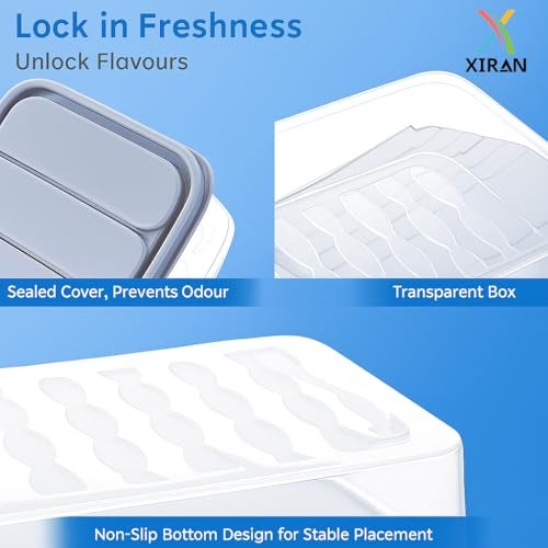 Xiran Airtight Fridge Storage Containers, Fridge Organiser Storage Boxes, Storage Containers Set for Kitchen, Food-Grade Fridge Storage Boxes, Kitchen Accessories Items for Home (1200ML, Pack of 6) - Image 2