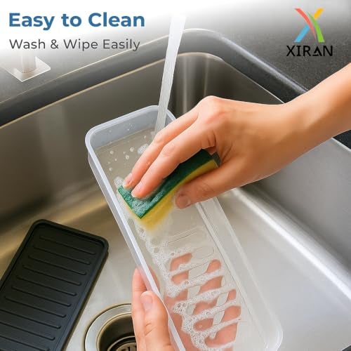 Xiran Airtight Fridge Storage Containers, Fridge Organiser Storage Boxes, Storage Containers Set for Kitchen, Food-Grade Fridge Storage Boxes, Kitchen Accessories Items for Home (1200ML, Pack of 6) - Image 3