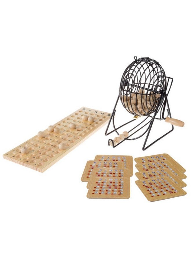 Hey! Play! لعبة بنغو ديلوكس مع دوار كرات معدني، كرات بنغو خشبية، لوحة ماستر خشبية، وبطاقات بنغو مختلفة للاعبين حتى 8 - Image 1